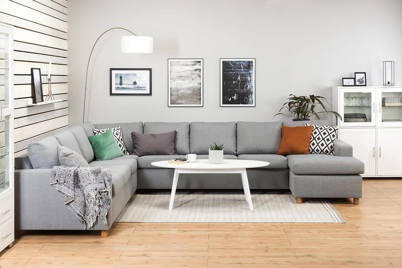 Crazy 7-sits Högervänd U-formad XX-Large Hörnsoffa med divan i Tyg - Grå - Möbler - Vardagsrum - Soffor - Hörnsoffor
