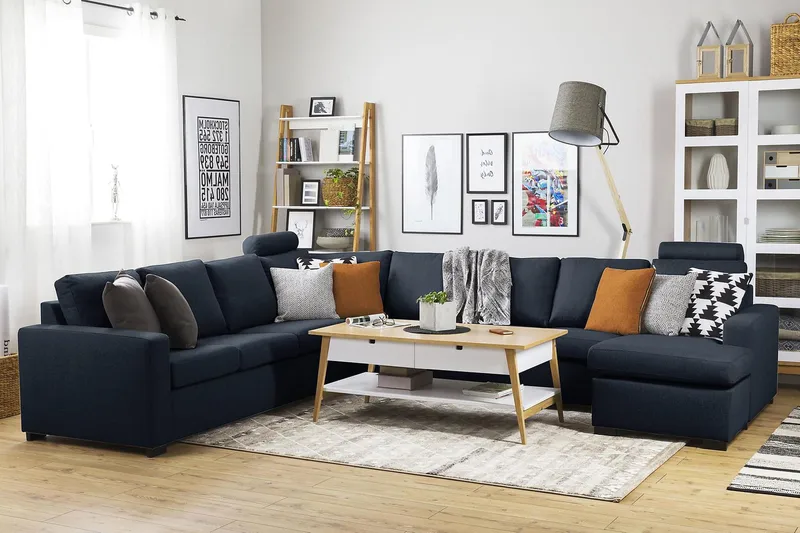 Crazy 7-sits Högervänd U-formad XX-Large Hörnsoffa med divan i Tyg - Mörkblå - Möbler - Vardagsrum - Soffor - Hörnsoffor