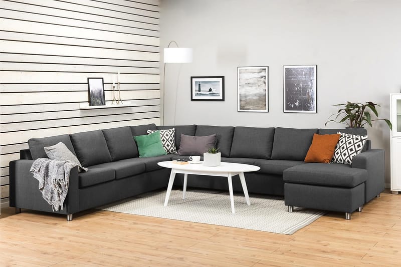 Crazy 7-sits Högervänd U-formad XX-Large Hörnsoffa med divan i Tyg - Mörkgrå - Möbler - Vardagsrum - Soffor - Hörnsoffor