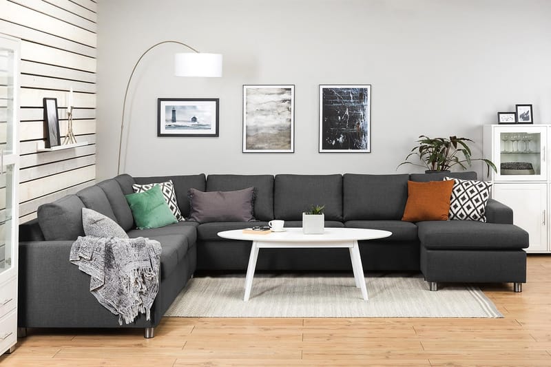 Crazy 7-sits Högervänd U-formad XX-Large Hörnsoffa med divan i Tyg - Mörkgrå - Möbler - Vardagsrum - Soffor - Hörnsoffor