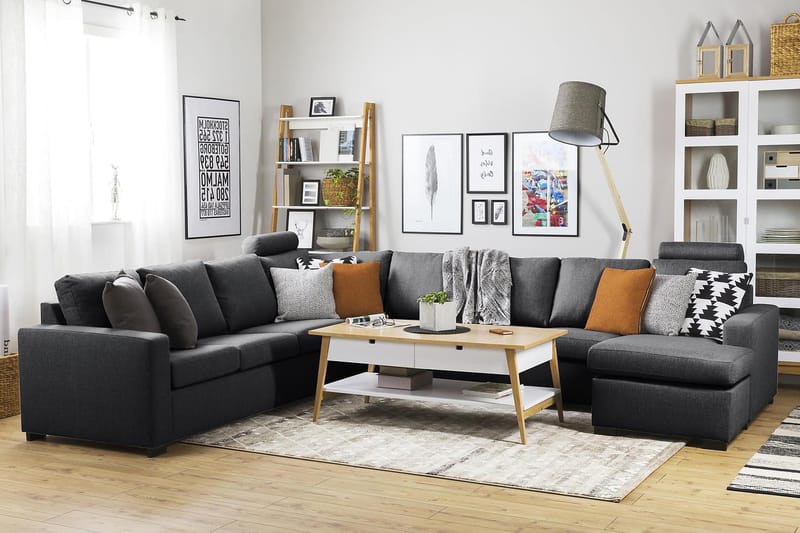 Crazy 7-sits Högervänd U-formad XX-Large Hörnsoffa med divan i Tyg - Mörkgrå - Möbler - Vardagsrum - Soffor - Hörnsoffor