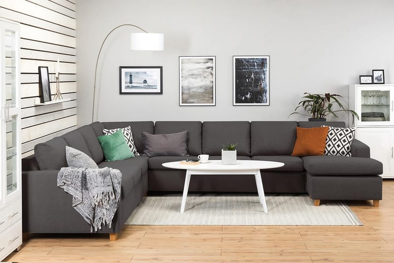Crazy 7-sits Högervänd U-formad XX-Large Hörnsoffa med divan i Tyg - Mörkgrå - Möbler - Vardagsrum - Soffor - Hörnsoffor