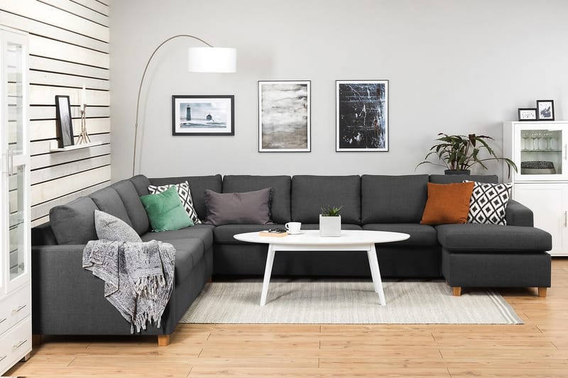 Crazy 7-sits Högervänd U-formad XX-Large Hörnsoffa med divan i Tyg - Mörkgrå - Möbler - Vardagsrum - Soffor - Hörnsoffor