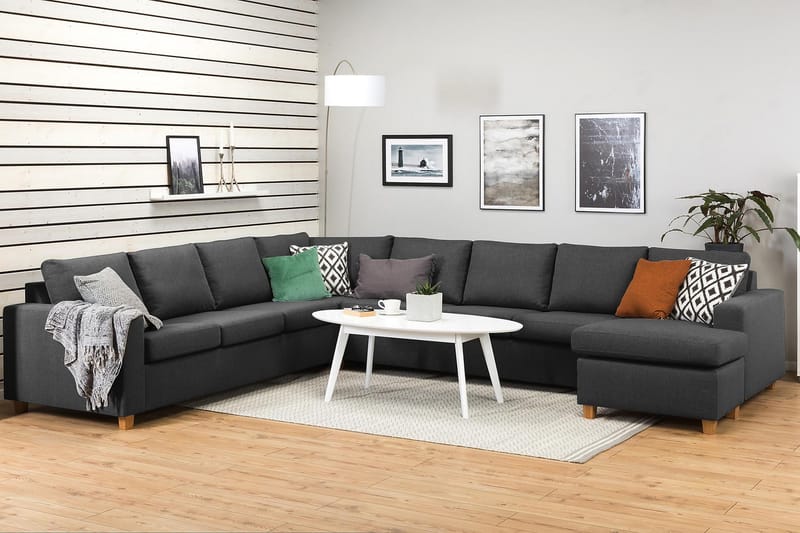 Crazy 7-sits Högervänd U-formad XX-Large Hörnsoffa med divan i Tyg - Mörkgrå - Möbler - Vardagsrum - Soffor - Hörnsoffor