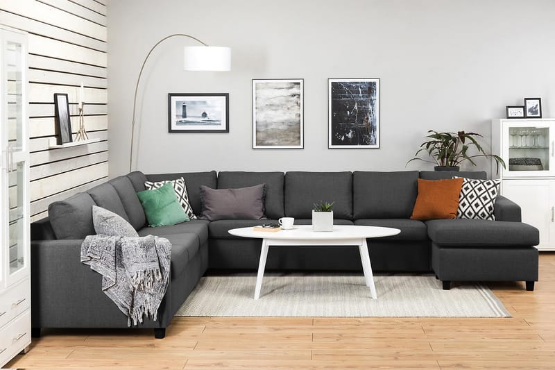 Crazy 7-sits Högervänd U-formad XX-Large Hörnsoffa med divan i Tyg - Mörkgrå - Möbler - Vardagsrum - Soffor - Hörnsoffor