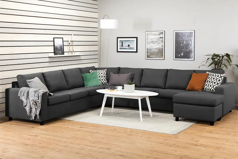 Crazy 7-sits Högervänd U-formad XX-Large Hörnsoffa med divan i Tyg - Mörkgrå - Möbler - Vardagsrum - Soffor - Hörnsoffor