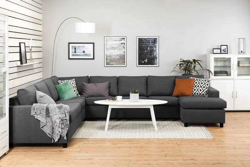 Crazy 7-sits Högervänd U-formad XX-Large Hörnsoffa med divan i Tyg - Mörkgrå - Möbler - Vardagsrum - Soffor - Hörnsoffor