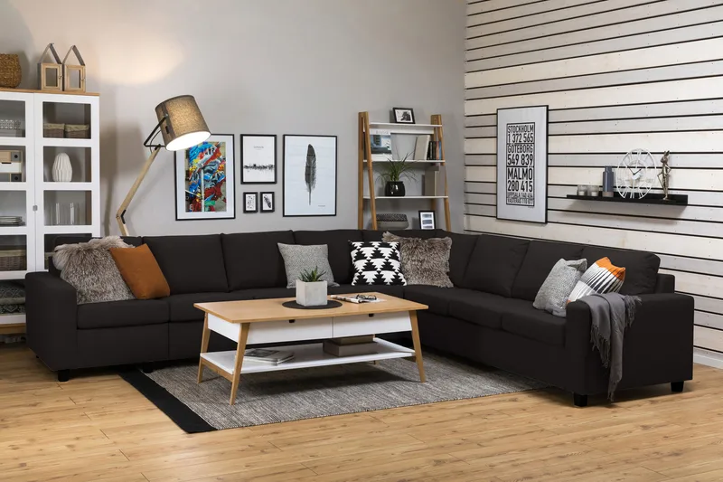 Crazy 7-sits Vändbar L-formad XX-Large Hörnsoffa i Tyg - Antracit - Möbler - Vardagsrum - Soffor - Hörnsoffor