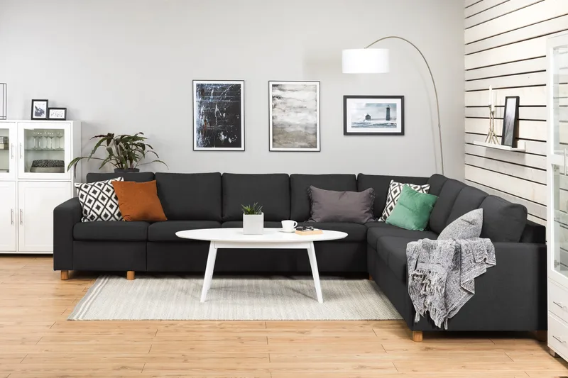 Crazy 7-sits Vändbar L-formad XX-Large Hörnsoffa i Tyg - Antracit - Möbler - Vardagsrum - Soffor - Hörnsoffor