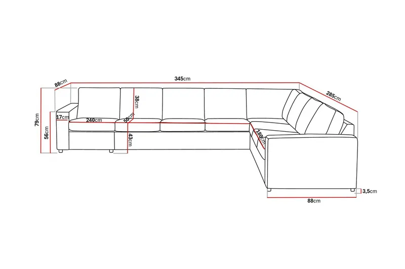 Crazy 7-sits Vändbar L-formad XX-Large Hörnsoffa i Tyg - Antracit - Möbler - Vardagsrum - Soffor - Hörnsoffor