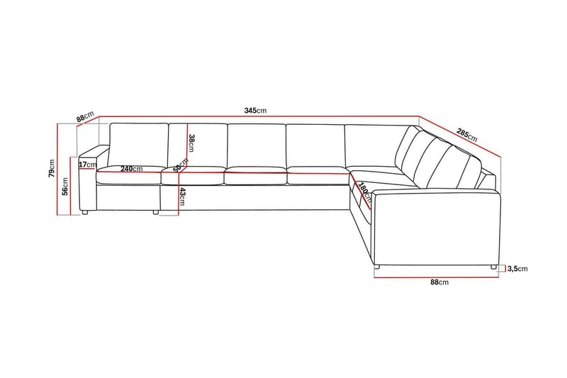 Crazy 7-sits Vändbar L-formad XX-Large Hörnsoffa i Tyg - Antracit - Möbler - Vardagsrum - Soffor - Hörnsoffor