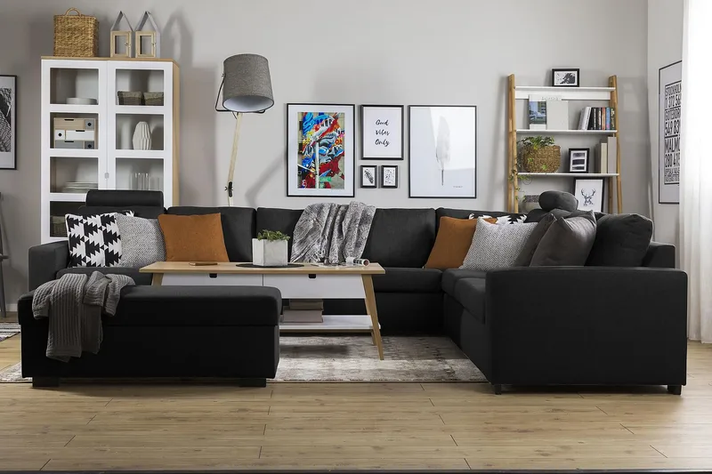 Crazy 7-sits Vändbar L-formad XX-Large Hörnsoffa i Tyg - Antracit - Möbler - Vardagsrum - Soffor - Hörnsoffor