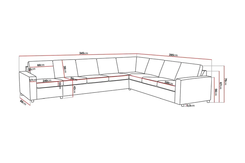 Crazy 7-sits Vändbar L-formad XX-Large Hörnsoffa i Tyg - Antracit - Möbler - Vardagsrum - Soffor - Hörnsoffor