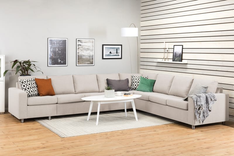Crazy 7-sits Vändbar L-formad XX-Large Hörnsoffa i Tyg - Beige - Möbler - Vardagsrum - Soffor - Hörnsoffor