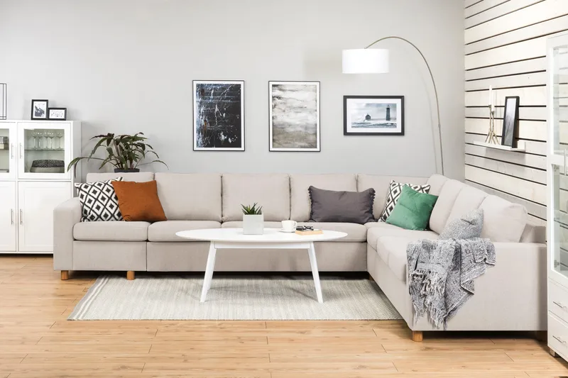 Crazy 7-sits Vändbar L-formad XX-Large Hörnsoffa i Tyg - Beige - Möbler - Vardagsrum - Soffor - Hörnsoffor