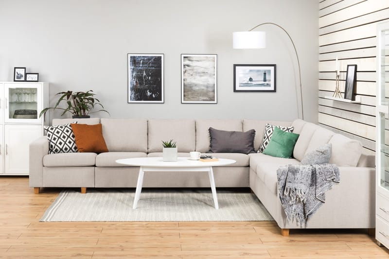 Crazy 7-sits Vändbar L-formad XX-Large Hörnsoffa i Tyg - Beige - Möbler - Vardagsrum - Soffor - Hörnsoffor