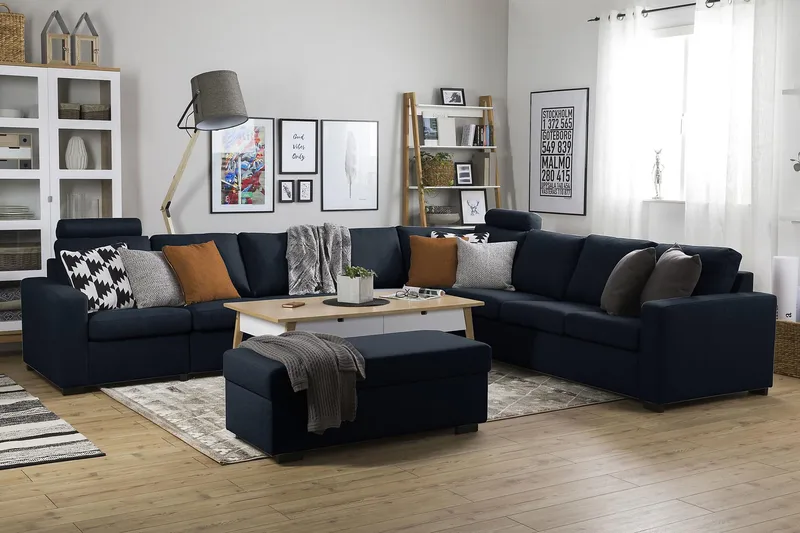 Crazy 7-sits Vändbar L-formad XX-Large Hörnsoffa i Tyg - Blå - Möbler - Vardagsrum - Soffor - Hörnsoffor