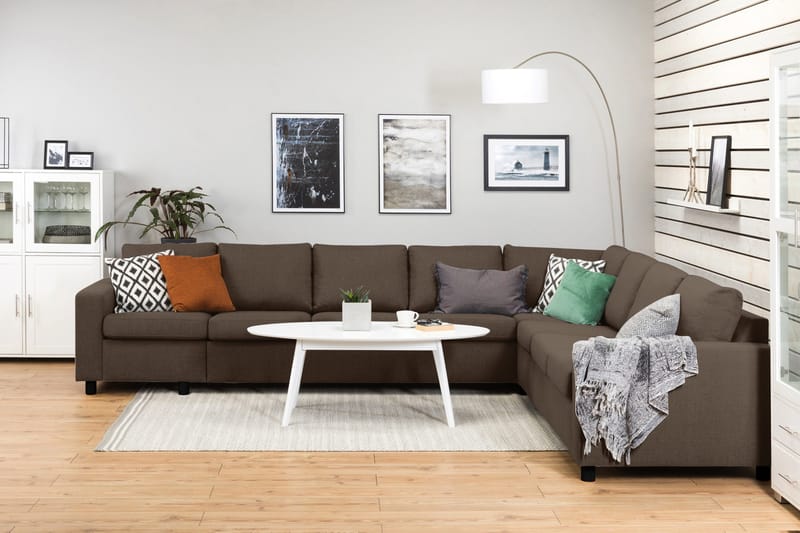 Crazy 7-sits Vändbar L-formad XX-Large Hörnsoffa i Tyg - Brun - Möbler - Vardagsrum - Soffor - Hörnsoffor