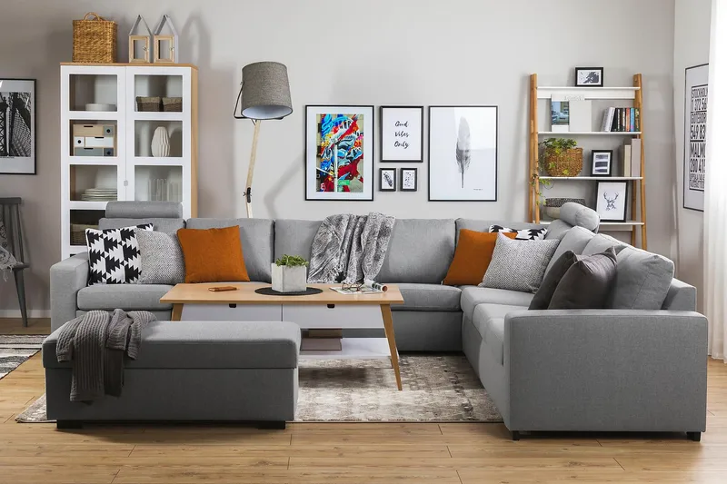 Crazy 7-sits Vändbar L-formad XX-Large Hörnsoffa i Tyg - Grå - Möbler - Vardagsrum - Soffor - Hörnsoffor