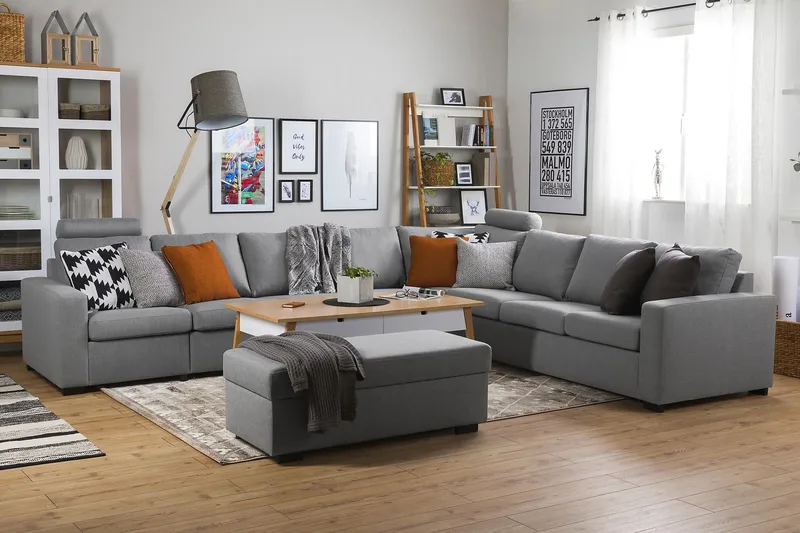 Crazy 7-sits Vändbar L-formad XX-Large Hörnsoffa i Tyg - Grå - Möbler - Vardagsrum - Soffor - Hörnsoffor