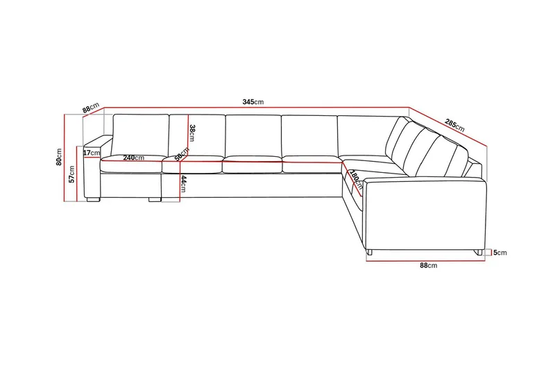 Crazy 7-sits Vändbar L-formad XX-Large Hörnsoffa i Tyg - Grå - Möbler - Vardagsrum - Soffor - Hörnsoffor
