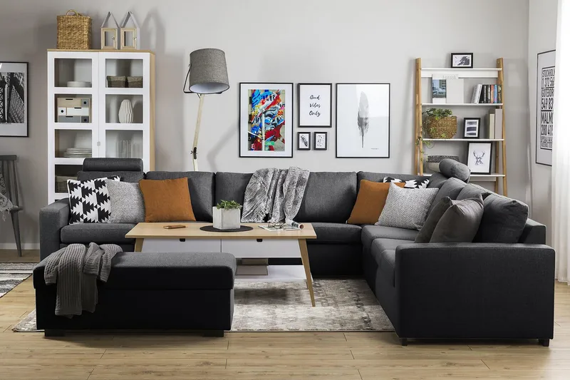 Crazy 7-sits Vändbar L-formad XX-Large Hörnsoffa i Tyg - Mörkgrå - Möbler - Vardagsrum - Soffor - Hörnsoffor