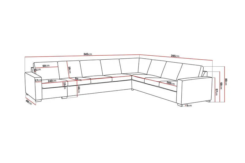 Crazy 7-sits Vändbar L-formad XX-Large Hörnsoffa i Tyg - Mörkgrå - Möbler - Vardagsrum - Soffor - Hörnsoffor