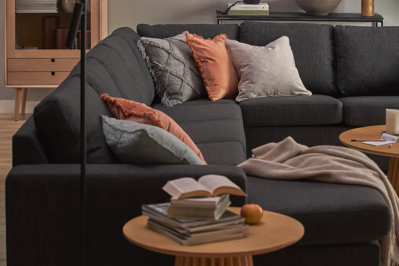 Crazy 7-sits Vändbar U-formad XX-Large Hörnsoffa med divan i Tyg - Antracit - Möbler - Vardagsrum - Soffor - Hörnsoffor
