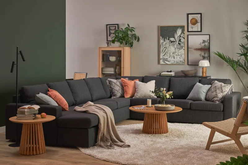 Crazy 7-sits Vändbar U-formad XX-Large Hörnsoffa med divan i Tyg - Antracit - Möbler - Vardagsrum - Soffor - Hörnsoffor
