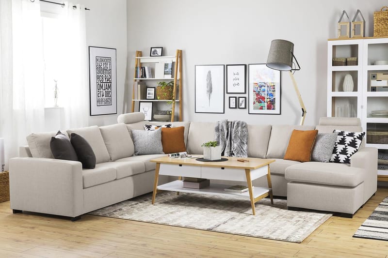 Crazy 7-sits Vändbar U-formad XX-Large Hörnsoffa med divan i Tyg - Beige - Möbler - Vardagsrum - Soffor - Hörnsoffor