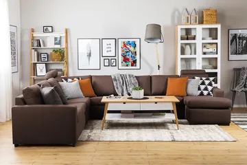 Crazy 7-sits Vändbar U-formad XX-Large Hörnsoffa med divan i Tyg - Brun - Möbler - Vardagsrum - Soffor - Hörnsoffor