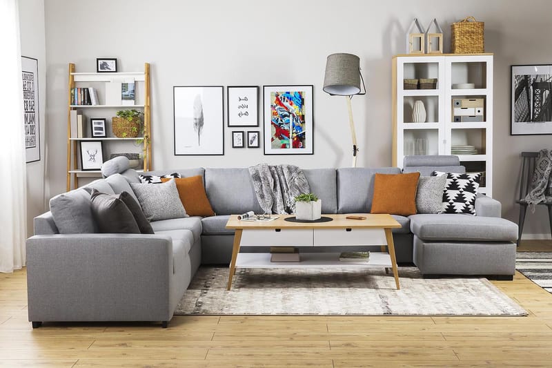 Crazy 7-sits Vändbar U-formad XX-Large Hörnsoffa med divan i Tyg - Grå - Möbler - Vardagsrum - Soffor - Hörnsoffor