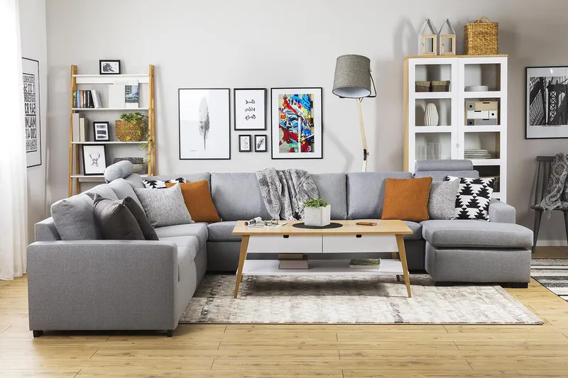 Crazy 7-sits Vändbar U-formad XX-Large Hörnsoffa med divan i Tyg - Grå - Möbler - Vardagsrum - Soffor - Hörnsoffor