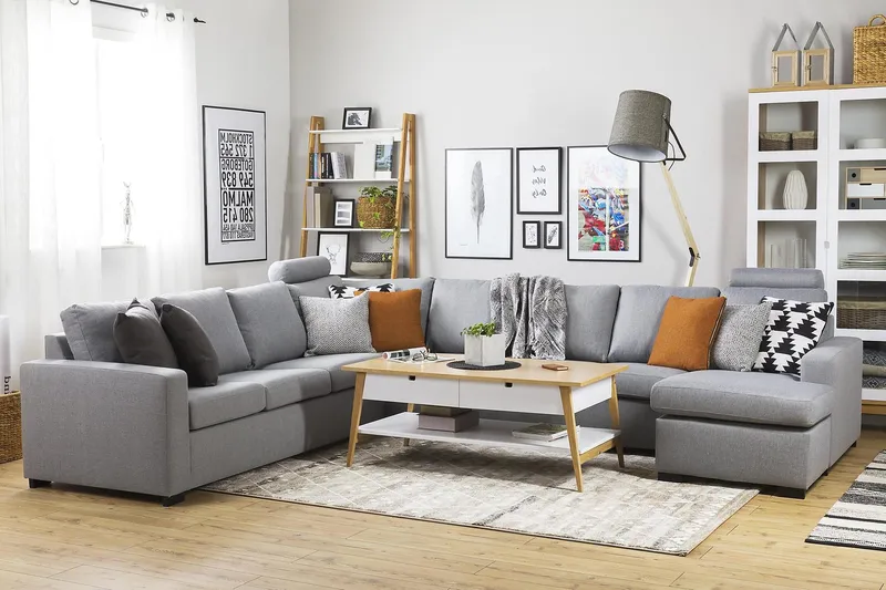 Crazy 7-sits Vändbar U-formad XX-Large Hörnsoffa med divan i Tyg - Grå - Möbler - Vardagsrum - Soffor - Hörnsoffor