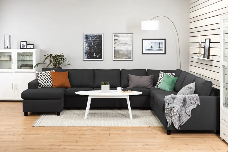 Crazy 7-sits Vändbar U-formad XX-Large Hörnsoffa med divan i Tyg - Mörkgrå / Antracit - Möbler - Vardagsrum - Soffor - Hörnsoffor