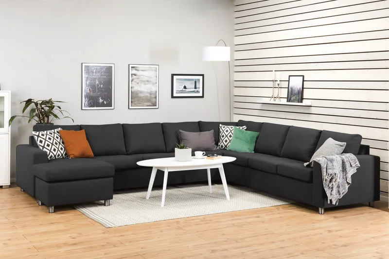 Crazy 7-sits Vändbar U-formad XX-Large Hörnsoffa med divan i Tyg - Mörkgrå / Antracit - Möbler - Vardagsrum - Soffor - Hörnsoffor