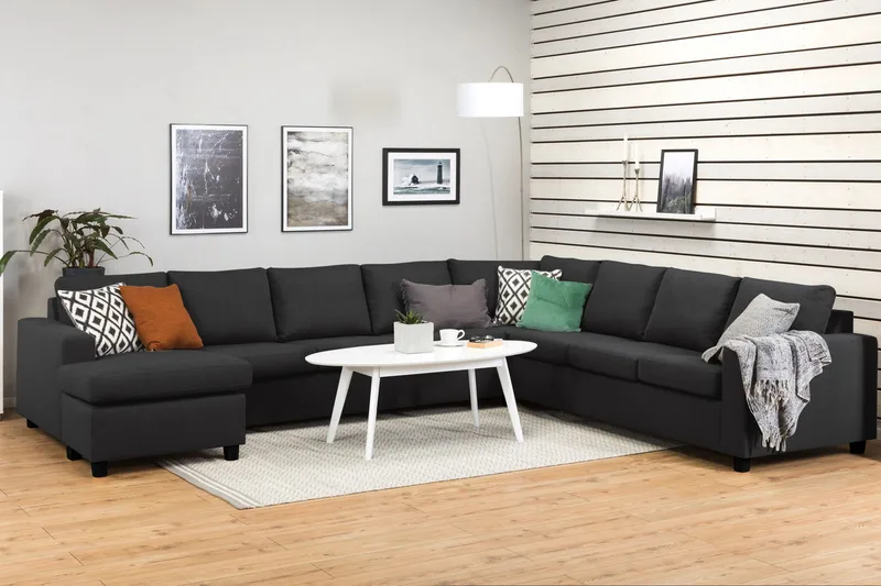 Crazy 7-sits Vändbar U-formad XX-Large Hörnsoffa med divan i Tyg - Mörkgrå / Antracit - Möbler - Vardagsrum - Soffor - Hörnsoffor