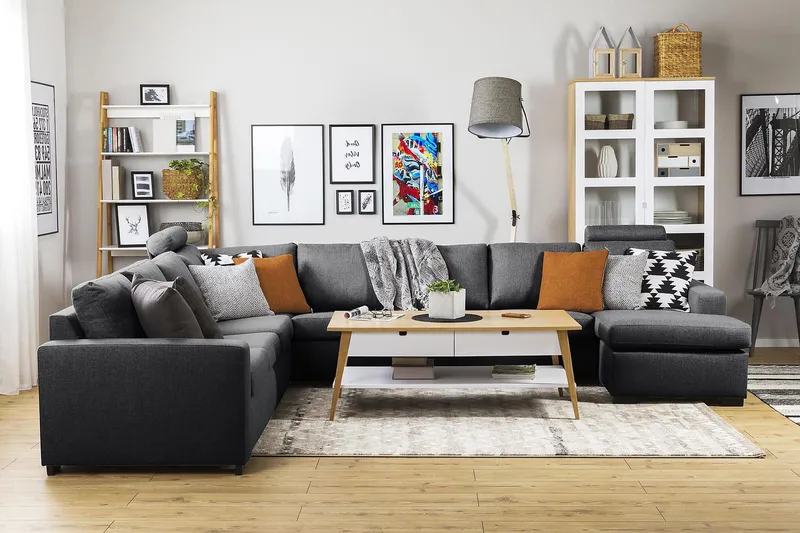 Crazy 7-sits Vändbar U-formad XX-Large Hörnsoffa med divan i Tyg - Mörkgrå - Möbler - Vardagsrum - Soffor - Hörnsoffor