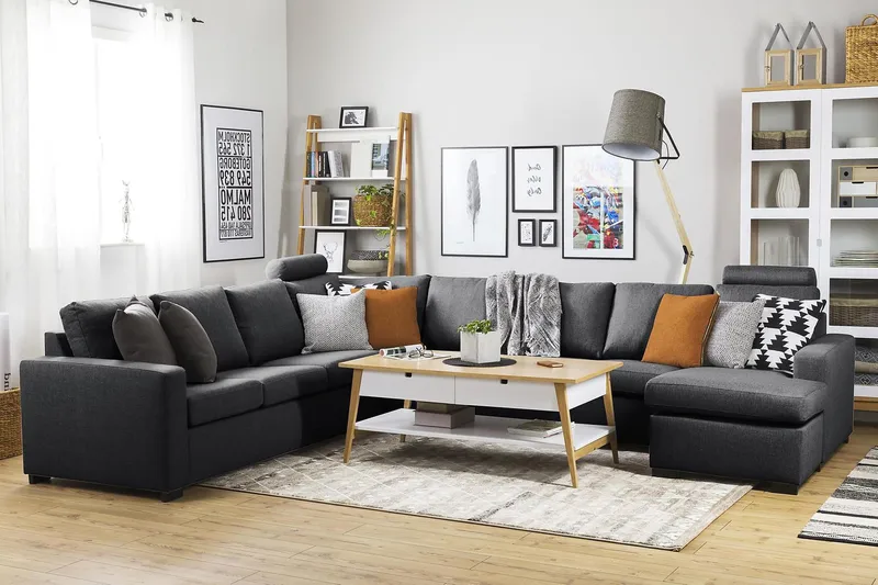 Crazy 7-sits Vändbar U-formad XX-Large Hörnsoffa med divan i Tyg - Mörkgrå - Möbler - Vardagsrum - Soffor - Hörnsoffor