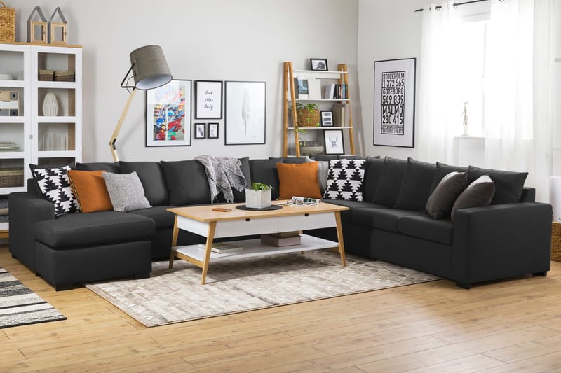 Crazy 7-sits Vänstervänd U-formad XX-Large Hörnsoffa med divan i Tyg - Antracit - Möbler - Vardagsrum - Soffor - Hörnsoffor