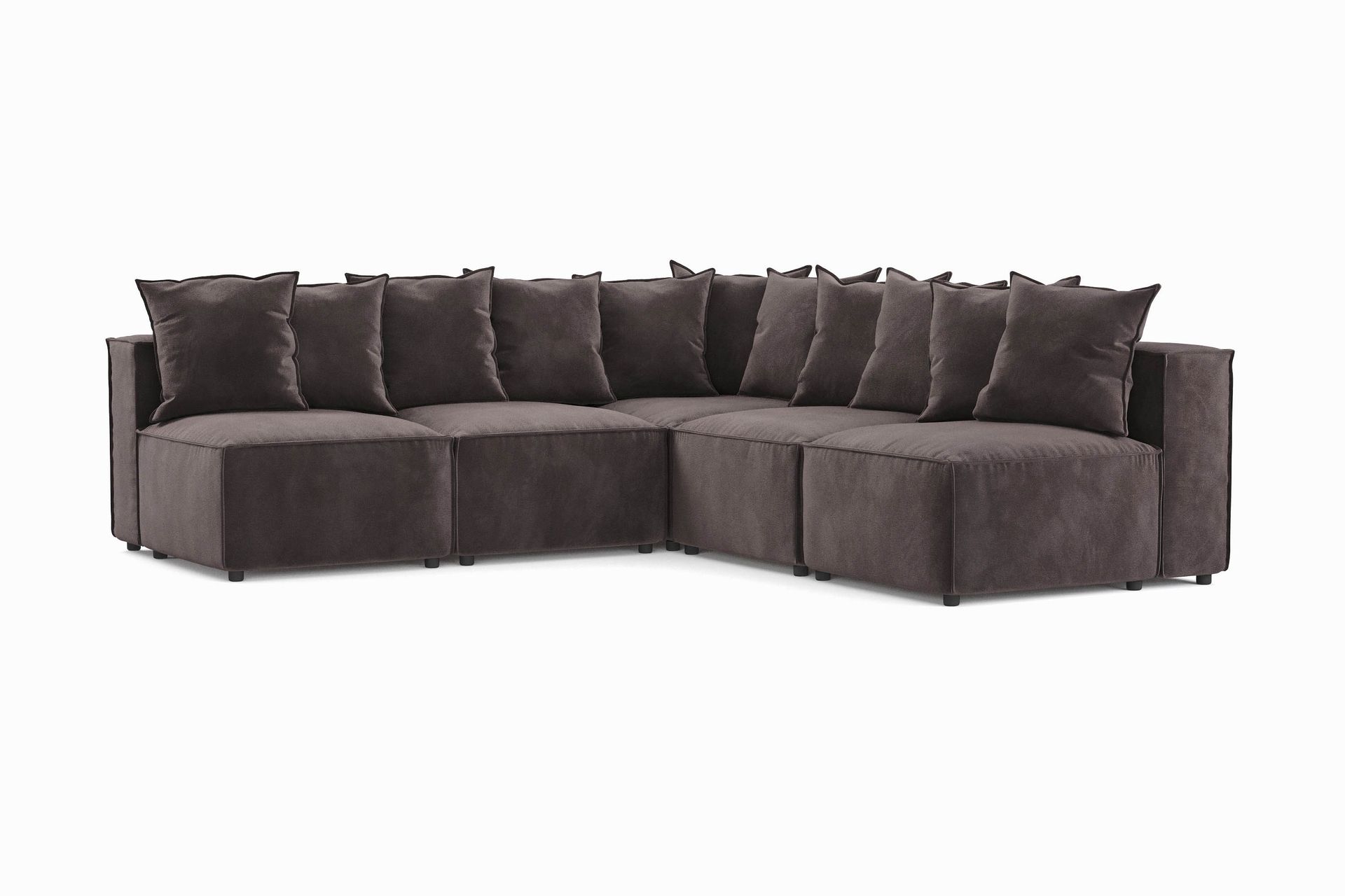 cubo 5-sits l-formad djup modulhörnsoffa i sammet - mörkgrå