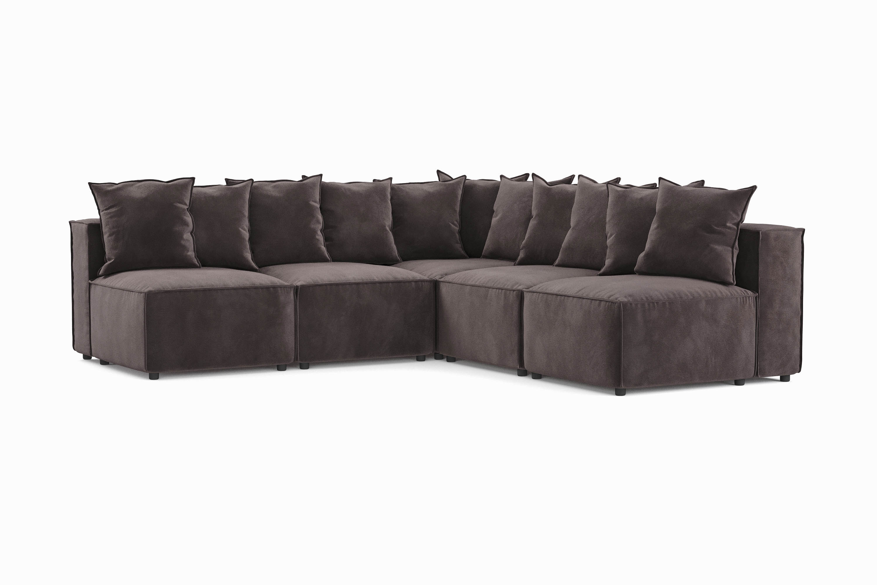 cubo 5-sits l-formad djup modulhörnsoffa i sammet - mörkgrå