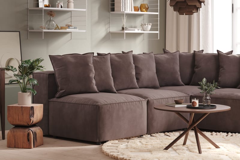 Cubo 5-sits L-formad Djup Modulhörnsoffa i Sammet - Mörkgrå - Möbler - Vardagsrum - Soffor - Hörnsoffor