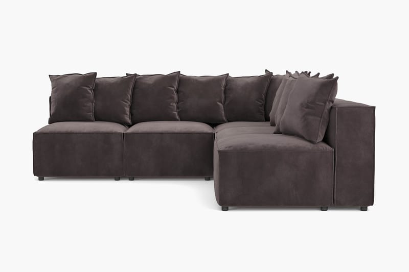 Cubo 5-sits L-formad Djup Modulhörnsoffa i Sammet - Mörkgrå - Möbler - Vardagsrum - Soffor - Hörnsoffor