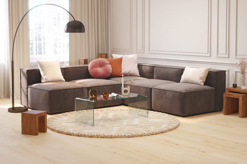 Cubo 5-sits L-formad Djup Modulhörnsoffa i Sammet - Mörkgrå - Möbler - Vardagsrum - Soffor - Hörnsoffor