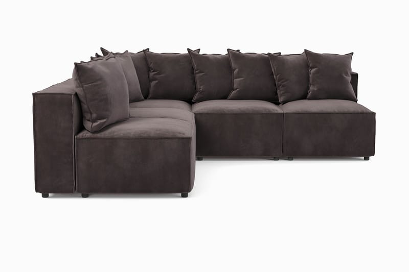 Cubo 5-sits L-formad Djup Modulhörnsoffa i Sammet - Mörkgrå - Möbler - Vardagsrum - Soffor - Hörnsoffor