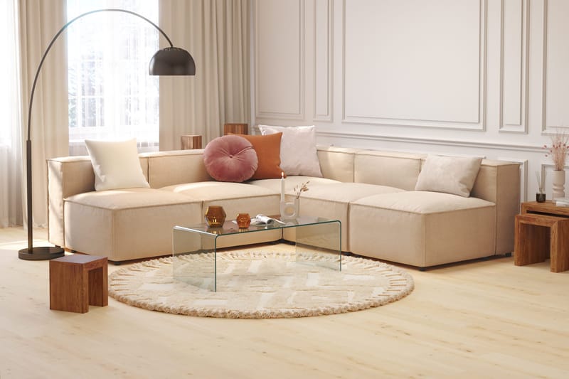 Cubo 5-sits L-formad Djup Modulhörnsoffa i Tyg - Beige - Möbler - Vardagsrum - Soffor - Hörnsoffor