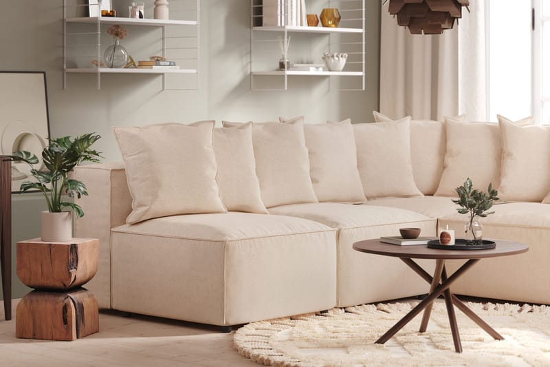Cubo 5-sits L-formad Djup Modulhörnsoffa i Tyg - Beige - Möbler - Vardagsrum - Soffor - Hörnsoffor
