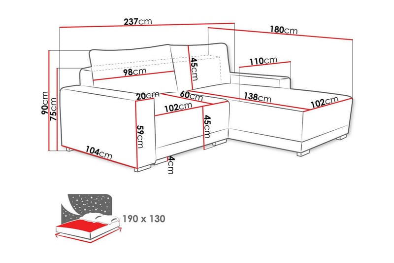 Denegal 3-sits Hörnsoffa - Möbler - Vardagsrum - Soffor - Hörnsoffor