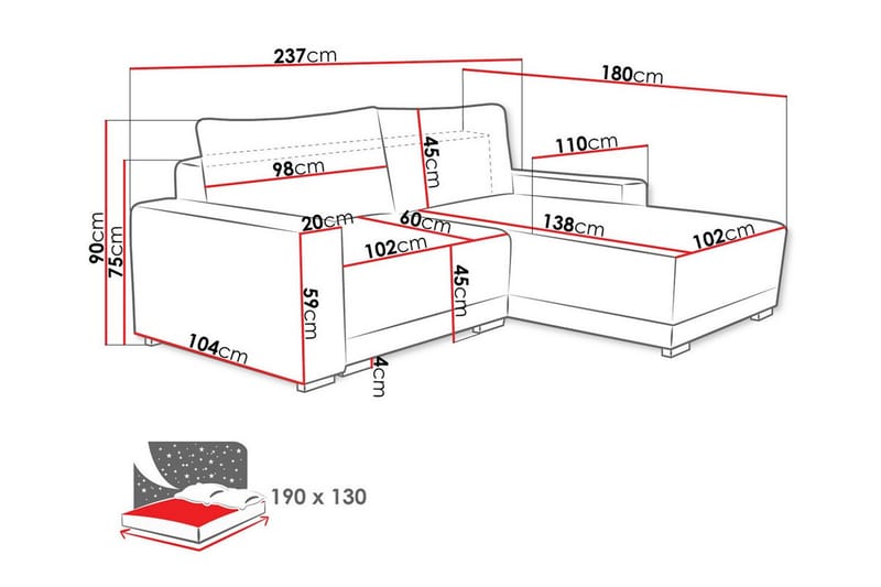 Denegal 3-sits Hörnsoffa - Möbler - Vardagsrum - Soffor - Hörnsoffor